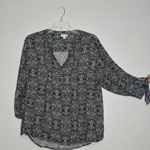 Westport Tops - Westport Black and White Paisley Blouse Size 2X